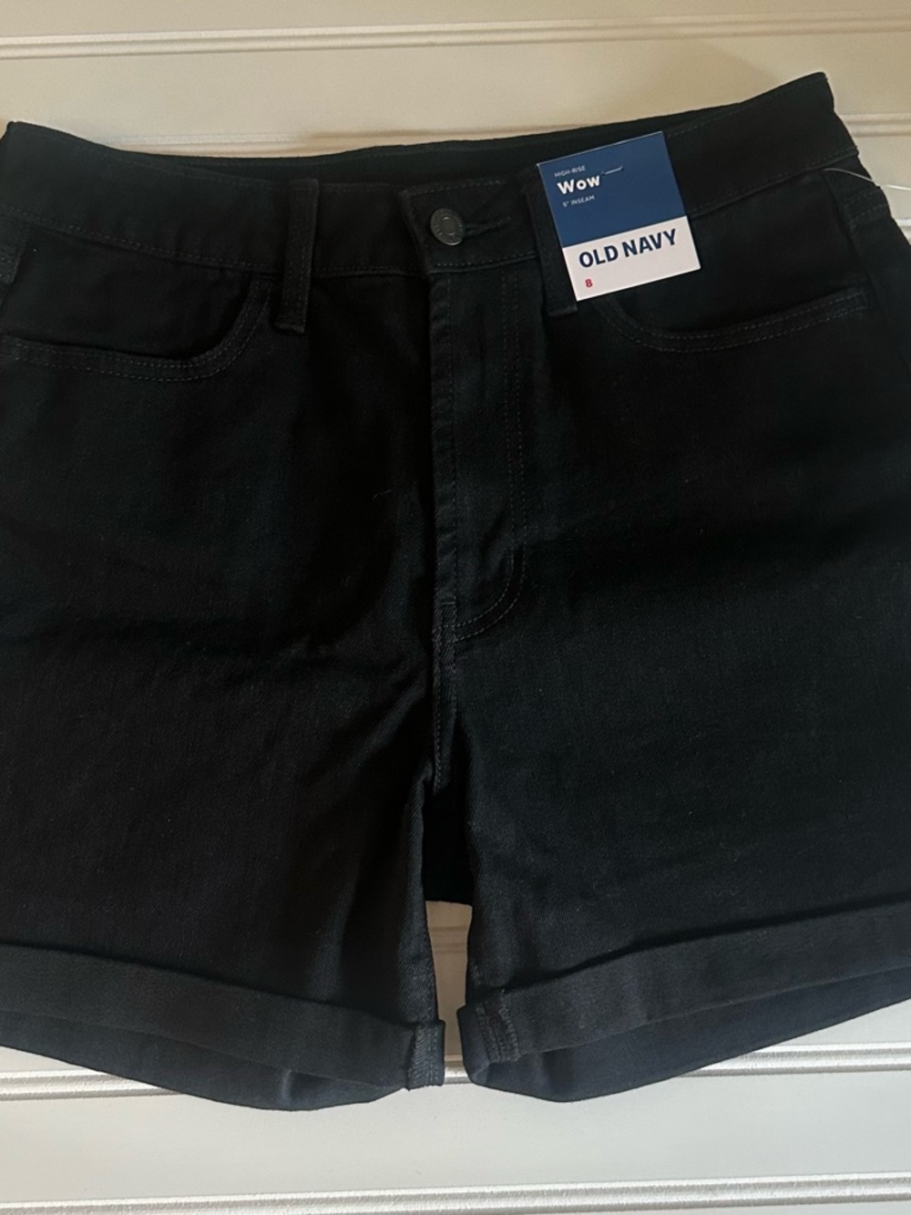 Old Navy WOW Black Denim Shorts 5” inseam Size 8 NWT